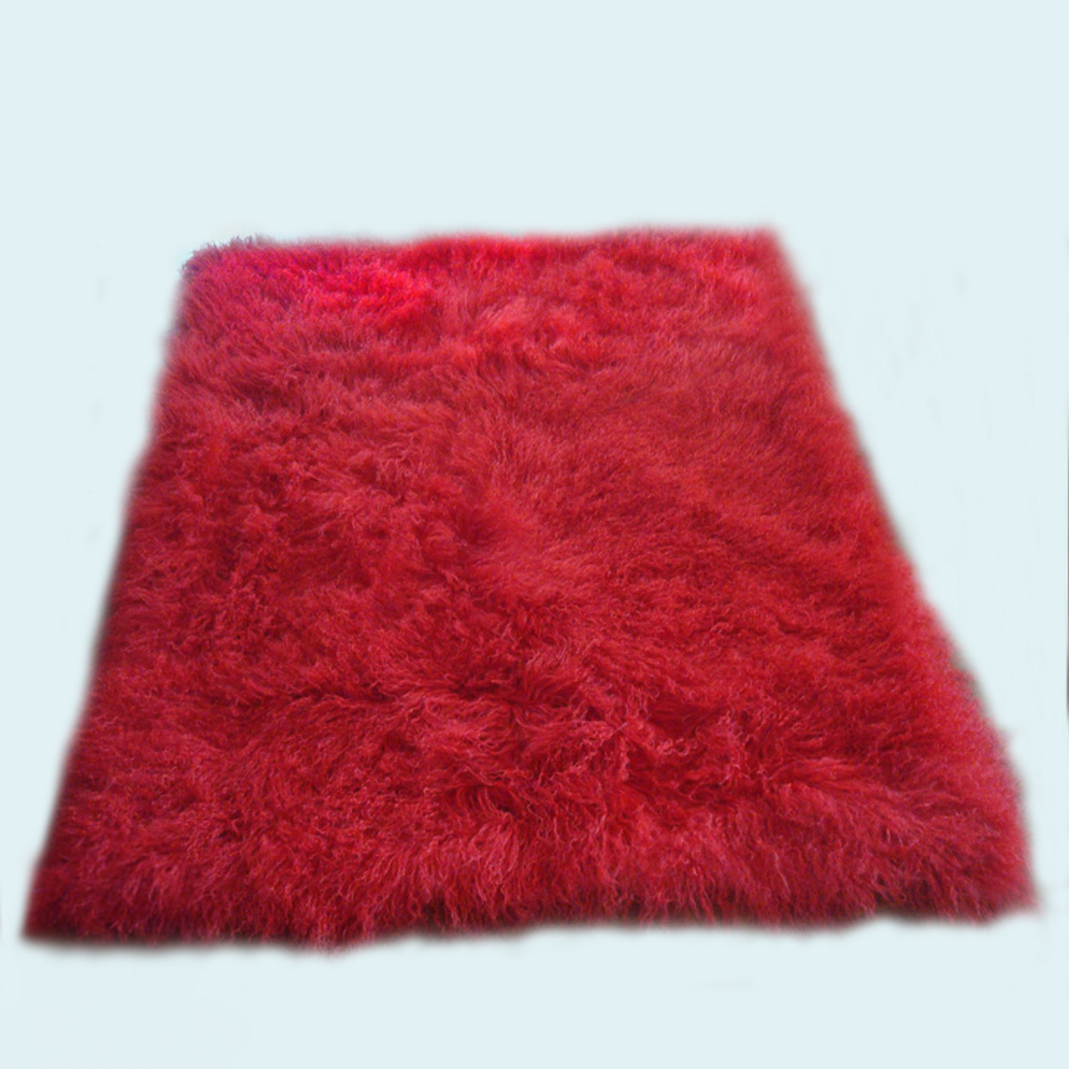Tibetan Mongolian Lamb Fur Rug - 4' x 6' — Red