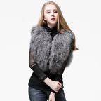 14" Cropped Tibetan Mongolian Lamb Fur Vest — Grey