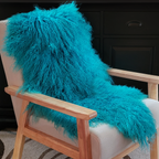 Tibetan Mongolian Lamb Fur Pelt Sheepskin — Turquoise