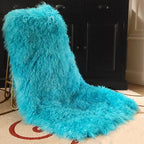 Mongolian/Tibetan Lamb Fur Sheepskin Plate – 2' × 4' - Turquoise