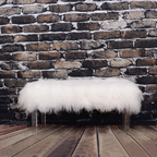 Tibetan Mongolian Lamb White Fur Acrylic Bench
