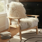 Tibetan Mongolian Lamb Fur Pelt Sheepskin — Beige