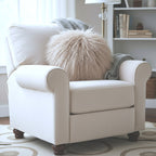 16" Round Tibetan Mongolian Lamb Fur Pillow Single Sided — Beige