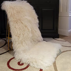 Mongolian/Tibetan Lamb Fur Sheepskin Plate – 2' × 4' - Beige