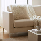 22" x 22" Tibetan Mongolian Lamb Fur Pillow Single Sided — Beige
