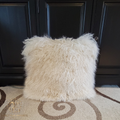 20" x 20" Tibetan Mongolian Lamb Fur Pillow Double Sided — Beige