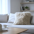 20" x 20" Tibetan Mongolian Lamb Fur Pillow Single Sided — Beige