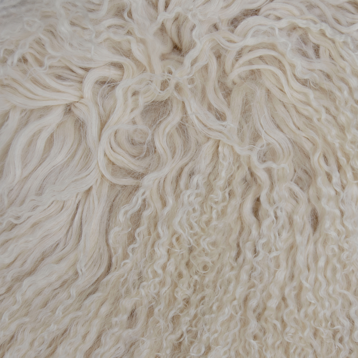 Beige Mongolian/Tibetan Lamb Fur Sheepskin Plate - 2' × 2'