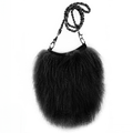 Tibetan Mongolian Lamb Fur Crossbody Bag — Black