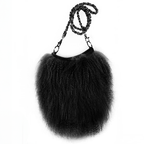 Tibetan Mongolian Lamb Fur Crossbody Bag — Black