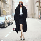 Tibetan Mongolian Lamb Fur Coat Black