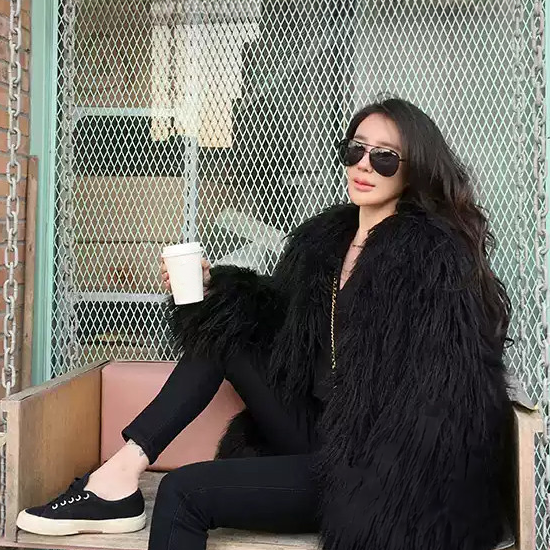 Mongolian Lamb Fur Coat Black