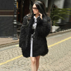 Mongolian Lamb Fur Coat Black