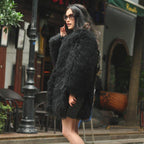 Mongolian Lamb Fur Coat Black