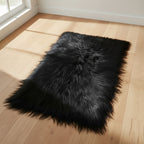Long Straight Goat Fur Plate — Black