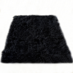 Tibetan Mongolian Lamb Fur Rug - 4' x 6' — Black