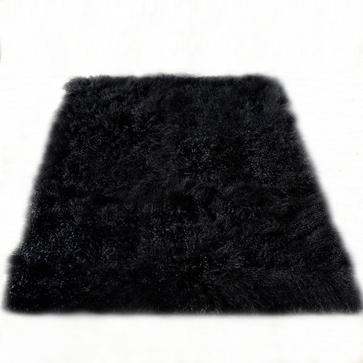 Tibetan Mongolian Lamb Fur Rug - 4' x 6' — Black