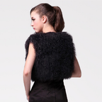 14" Cropped Tibetan Mongolian Lamb Fur Vest