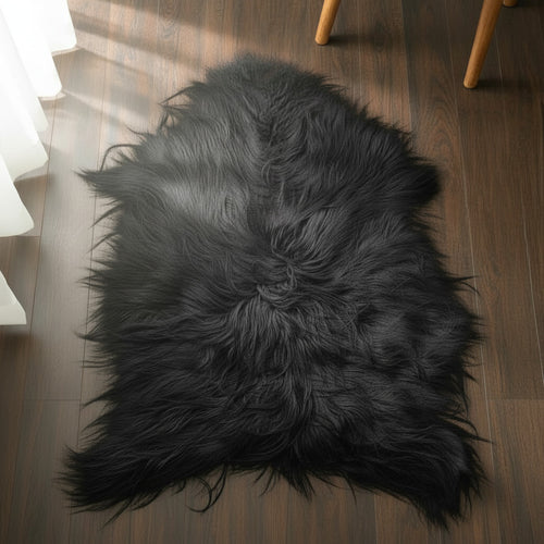 Long Straight Goat Pelt — Black