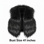 Cropped Long Hair Goat Fur Vest Black