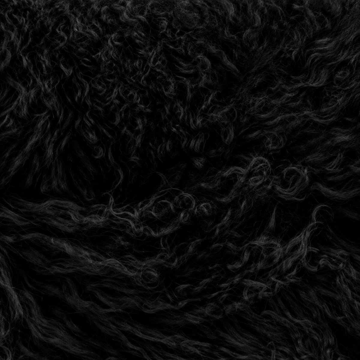 Black Mongolian/Tibetan Lamb Fur Sheepskin Plate - 2' × 2'