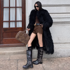 Tibetan Mongolian Lamb Fur Coat Black