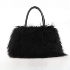 Mongolian Lamb Fur Tote black