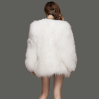 Tibetan Lamb Fur Coat Bleached White