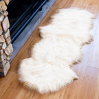 Tibetan Mongolian Lamb Fur Double Hide Rug — Bleached White