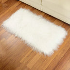 Bleached white Mongolian/Tibetan Lamb Fur Rug - 2' × 4'