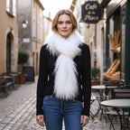 Tibetan Mongolian Lamb Fur Boa Scarf — Bleached White