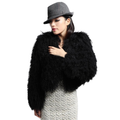 Mongolian/Tibetan Lamb Fur Bolero Jacket - Black