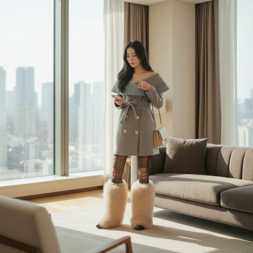 Mongolian Lamb Fur Leg Warmers & Boot Covers