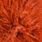 Orange Mongolian/Tibetan Lamb Fur Sheepskin Plate - 2' × 2'