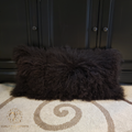 22" x 11" Tibetan Lamb Fur Pillow Single Sided Fur Brown