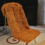 Mongolian/Tibetan Lamb Fur Sheepskin Plate – 2' × 4' - Burnt Orange