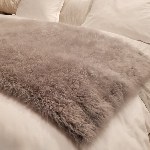 Cashmere Goat Fur Throw Grey closeup