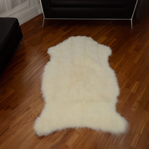 Cashmere Goat Fur Pelt shaped Over Size Rug Natural White