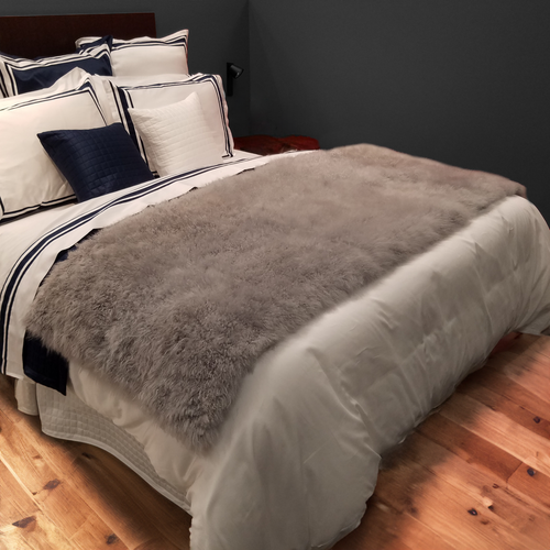 Cashmere Goat Fur Throw Grey
