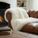Cashmere Goat Fur Throw Blanket Natural White