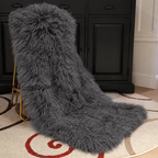 Mongolian/Tibetan Lamb Fur Sheepskin Plate – 2' × 4' - Charcoal