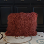 26" x 26" Tibetan Mongolian Lamb Fur Pillow Double Sided — Copper