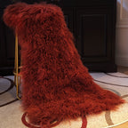 Mongolian/Tibetan Lamb Fur Sheepskin Plate – 2' × 4' - Copper Red