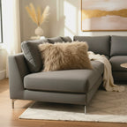 12" x 20" Tibetan Mongolian Lamb Fur Lumbar Pillow Single Sided — Dark Beige