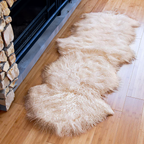 Tibetan Mongolian Lamb Fur Double Hide Rug — Beige
