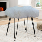 lamb fur sheepskin stool black