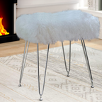 lamb fur sheepskin stool silver
