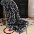Mongolian/Tibetan Lamb Fur Sheepskin Plate – 2' × 4' - Frosted Black