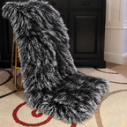 Mongolian/Tibetan Lamb Fur Sheepskin Plate – 2' × 4' - Frosted Black