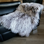 Tibetan Mongolian Lamb Fur Throw 2' x 4' — Frosted Grey
